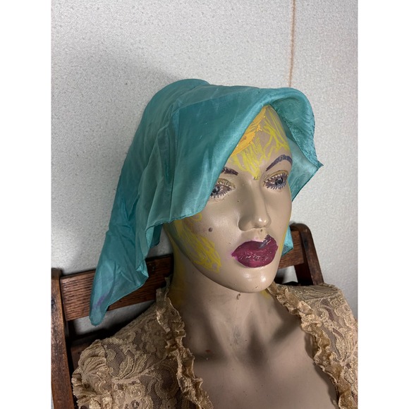 Unbranded Accessories - Unbranded Square Scarf Womens OS Aqua Green Excellent Vintage Sheer Silk Feel